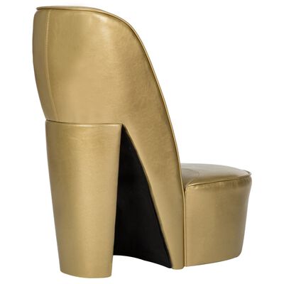 vidaXL Cadeira estilo sapato de salto alto couro artificial dourado