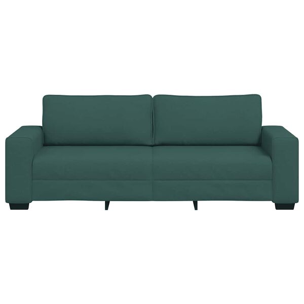 vidaXL Sof&aacute; de 3 lugares 220x77x82 cm tecido verde-escuro