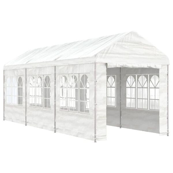 vidaXL Gazebo com telhado 6,69x2,28x2,69 m polietileno branco