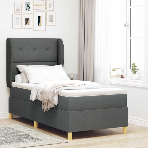 vidaXL Cama Box Springs com Colch&atilde;o Cinza Escuro 90x190 cm 80 x 200 cm
