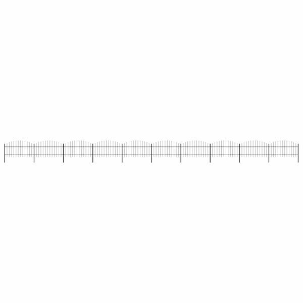 vidaXL Cerca de jardim com topo em forma de lan&ccedil;a em a&ccedil;o 1781,5x125 cm, preta