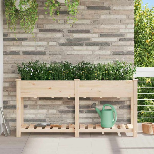 vidaXL Vaso de Jardim Bege 161 x 43 x 76,5 cm Madeira de Fir S&oacute;lida