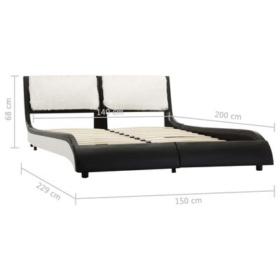 vidaXL Estrutura de cama 140x200 cm couro artificial preto e branco