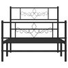vidaXL Estrutura de cama com cabeceira e p&eacute;s 100x190 cm metal preto