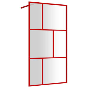 vidaXL Divis&oacute;ria de chuveiro 115x195cm vidro transparente ESG vermelho