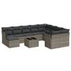 vidaXL 11 pcs conjunto sof&aacute;s de jardim c/ almofad&otilde;es vime PE cinzento
