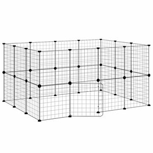 vidaXL Gaiola p/ animais de 28 pain&eacute;is c/ porta 140x105x70 cm a&ccedil;o preto