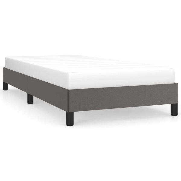 vidaXL Estrutura de cama 100x200 cm couro artificial cinzento