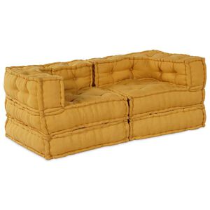 vidaXL Unidade de Sof&aacute; Modular 2 unid. Tecido Amarelo 140 x 70 x 56 cm