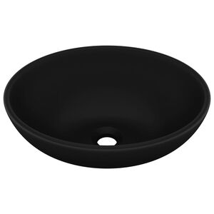 vidaXL Lavat&oacute;rio luxuoso formato oval 40x33 cm cer&acirc;mica preto mate