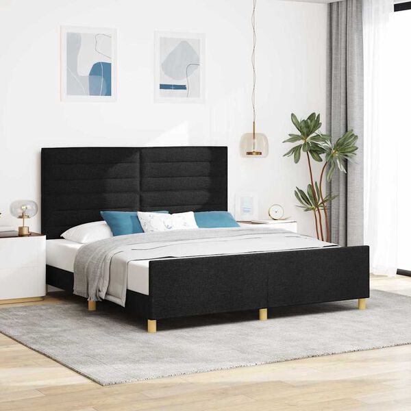 vidaXL Estrutura da Cama com cabeceira Preto 180 x 200 cm tecido