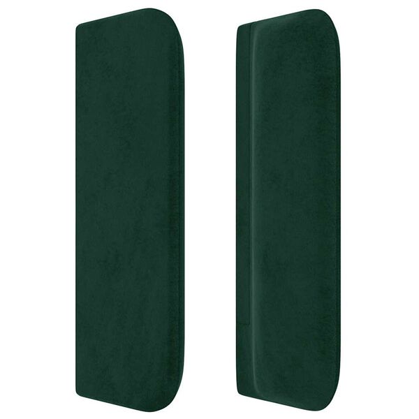 vidaXL Cabeceira de cama c/ abas veludo 203x16x78/88cm verde-escuro
