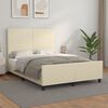 vidaXL Estrutura de cama c/ cabeceira couro artificial 140x190cm creme