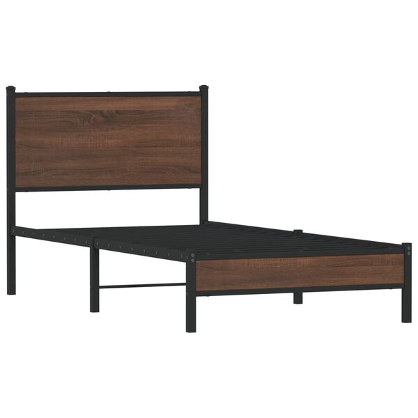 vidaXL Estrutura de cama sem colchão 90x190 cm metal carvalho castanho