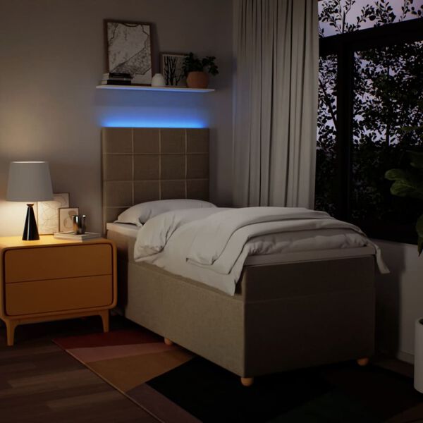 vidaXL Cama com molas/colch&atilde;o 90x200 cm tecido cor cr&egrave;me