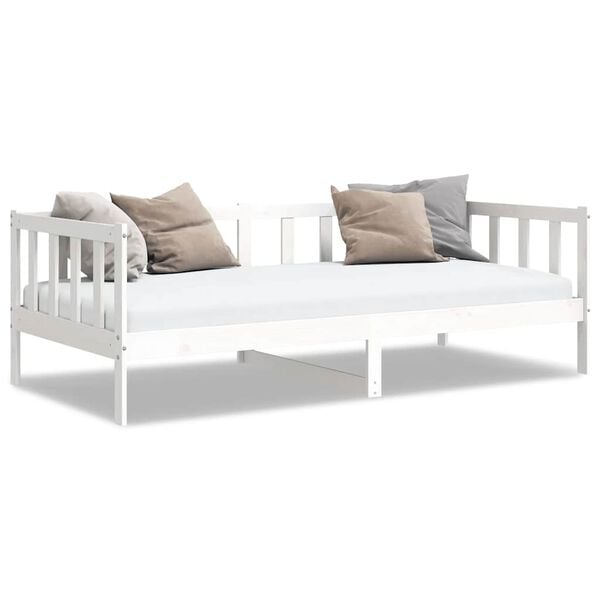vidaXL Sof&aacute;-cama 90x200 cm madeira de pinho maci&ccedil;a branco
