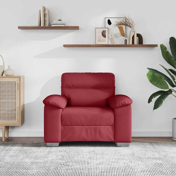 vidaXL Poltrona 100x81x84 cm couro artificial vermelho tinto