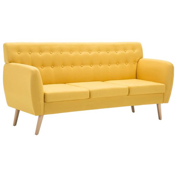 vidaXL Sof&aacute; de 3 lugares estofos de tecido 172x70x82 cm amarelo