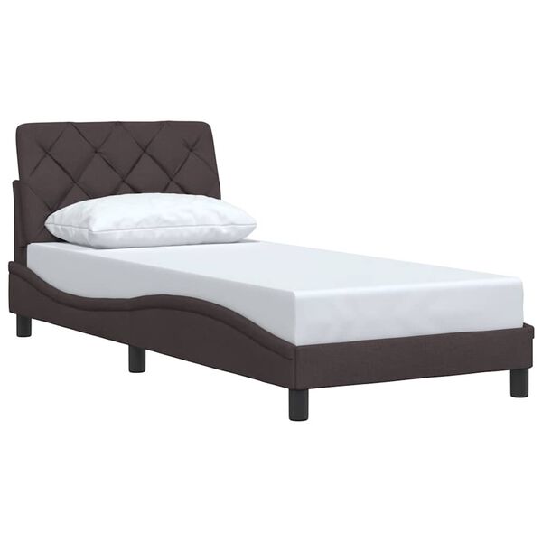 vidaXL Estrutura de cama sem colch&atilde;o 90x190 cm tecido castanho-escuro
