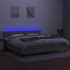 vidaXL Cama box spring c/ colch&atilde;o e LED 200x200 cm tecido cinza-claro