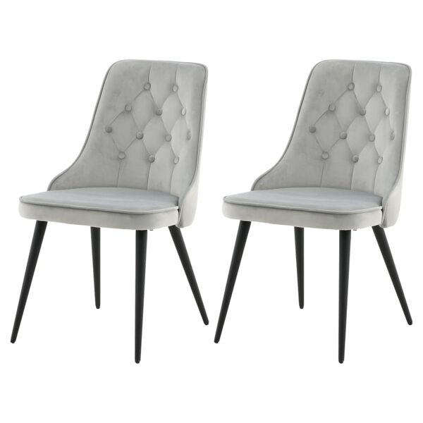 Venture Home Cadeira jantar 2pc Velvet Deluxe veludo cinza-claro/preto