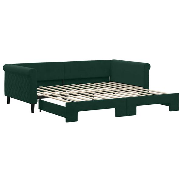 vidaXL Sof&aacute;-cama com gavet&atilde;o 100x200 cm veludo verde-escuro