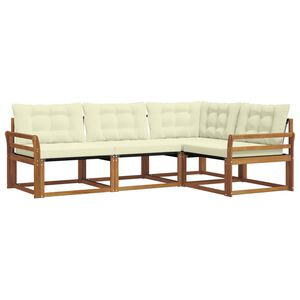 vidaXL Conjunto de Sof&aacute;s para Exterior 4 pcs Natural e Creme