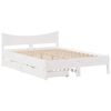 vidaXL Estrutura de cama c/ gavetas 140x200 cm pinho maci&ccedil;o branco