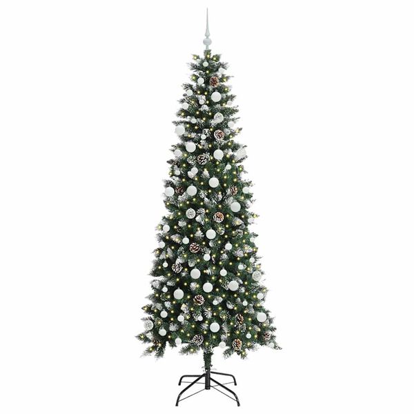 vidaXL &Aacute;rvore de Natal Artificial Verde 210 cm PVC, Pl&aacute;stico e A&ccedil;o