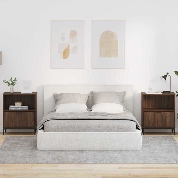 vidaXL Arm&aacute;rio de Cabeceira 2 pcs Carvalho castanho 49 x 36 x 61 cm