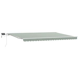 vidaXL Toldo retr&aacute;til Verde e Branco 500 &times; 350 cm Tecido e Alum&iacute;nio