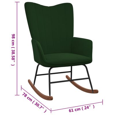 vidaXL Cadeira de baloiço com banco veludo verde-escuro