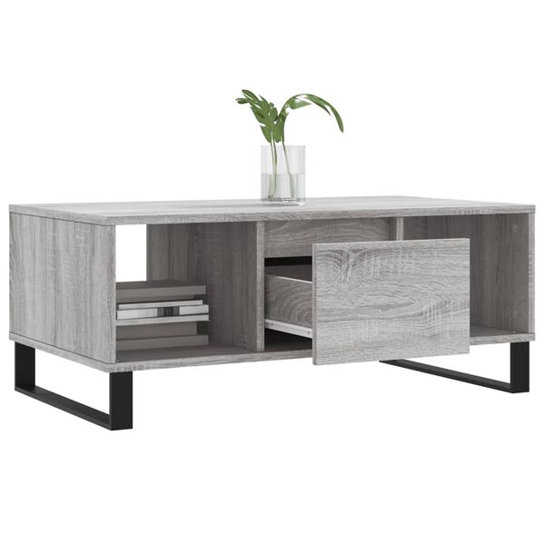 vidaXL Mesa de centro 90x50x36,5 cm derivados madeira cinzento sonoma
