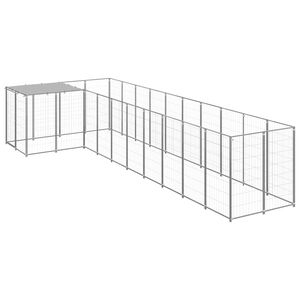 vidaXL Canil 7,26 m&sup2; a&ccedil;o prateado