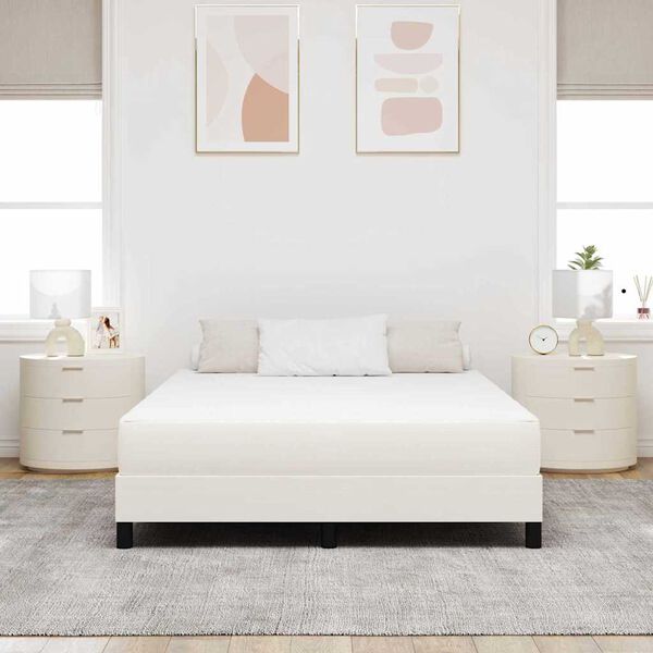 vidaXL Colch&atilde;o de Cama com colch&atilde;o Creme 160 x 200 cm tecido