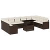vidaXL 11 pcs conjunto sof&aacute;s de jardim c/ almofad&otilde;es vime PE castanho