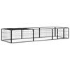vidaXL Parque p/ c&atilde;es c/ 8 pain&eacute;is 100x50 cm a&ccedil;o revestido a p&oacute; preto