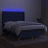vidaXL Cama box spring c/ colch&atilde;o e LED 140x190 cm tecido azul