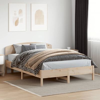 vidaXL Estrutura de cama com cabeceira 140x200 cm pinho maciço
