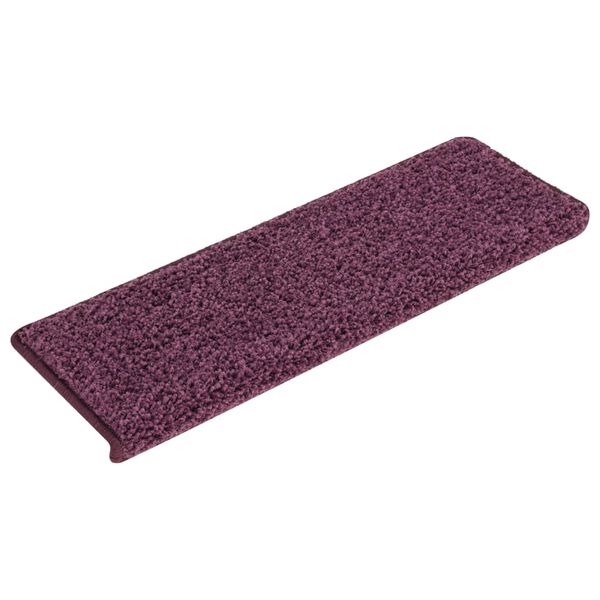 vidaXL Tapetes de escada 15 pe&ccedil;as 65x21x4 cm roxo escuro com borda retangular