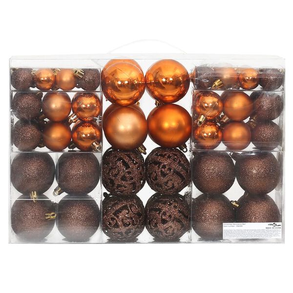 vidaXL Enfeites de Natal 100 pcs 3 / 4 / 6 cm castanho