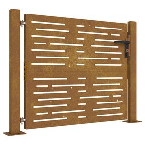 vidaXL Port&atilde;o de jardim 100x100 cm em a&ccedil;o corten com design quadrado