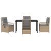 vidaXL Conjunto de Jantar para Jardim 5 pcs Bege e Cinza Claro vime PE