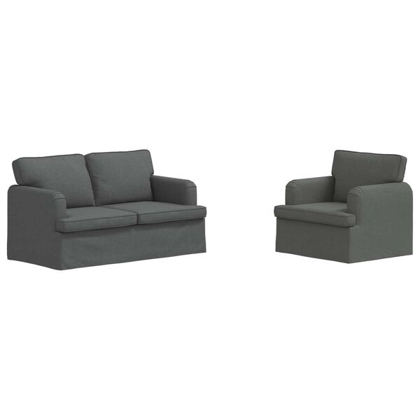 vidaXL Sof&aacute; 2 pcs Cinza Escuro 144 x 80 x 85 cm tecido