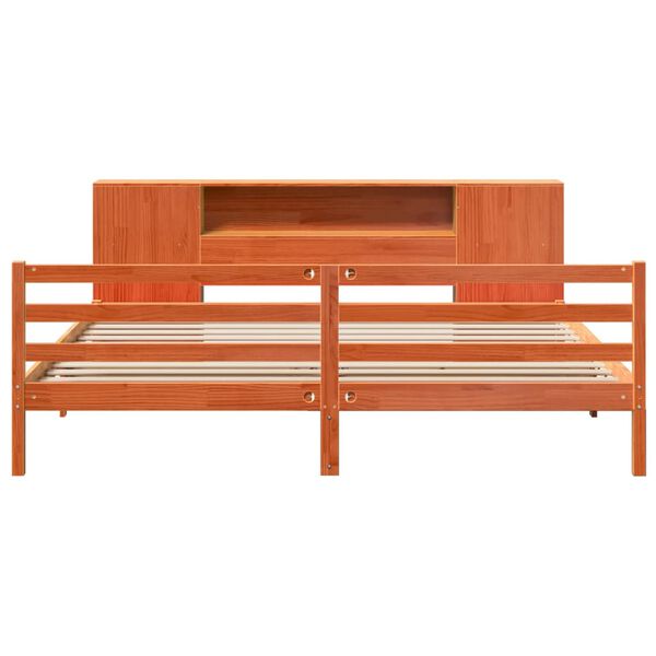 vidaXL Cama com estante sem colch&atilde;o 180x200 cm pinho maci&ccedil;o