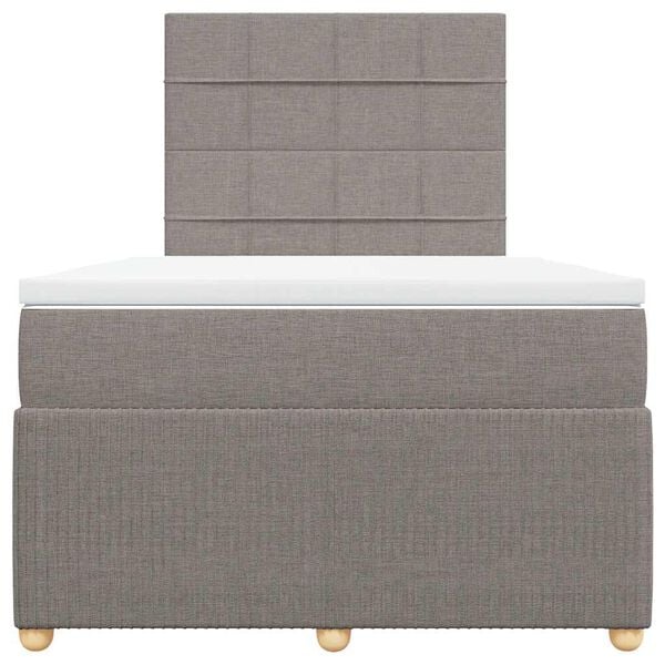vidaXL Cama boxspring c/ colch&atilde;o 120x190cm tecido castanho-acinzentado