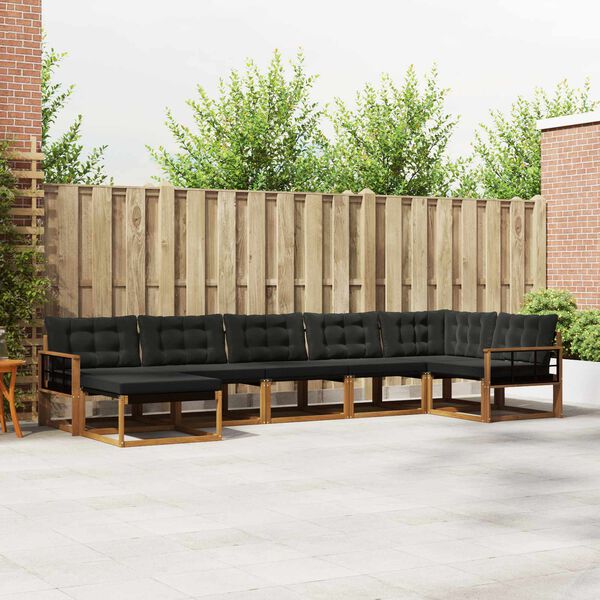 vidaXL Conjunto de Sof&aacute;s para Exterior 21 pcs Natural e Preto