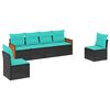 vidaXL Conjunto de sof&aacute; de jardim com 6 pe&ccedil;as e almofadas em rattan sint&eacute;tico preto