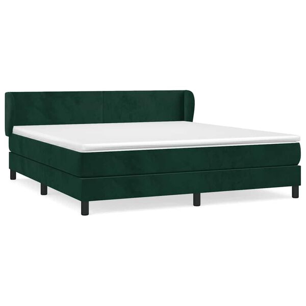 vidaXL Cama com molas/colch&atilde;o 180x200 cm veludo verde-escuro