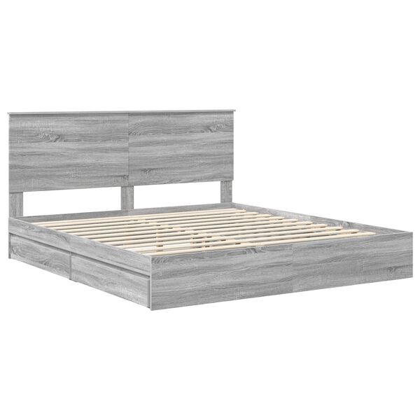 vidaXL Cama com Armazenamento com cabeceira Cinza Sonoma 180 x 200 cm